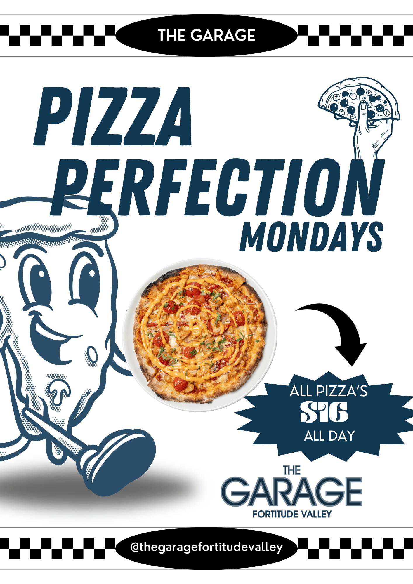 Pizza Perfection Mondays at The Garage Fortitude Valley with all pizzas from $16 all day in Brisbane.