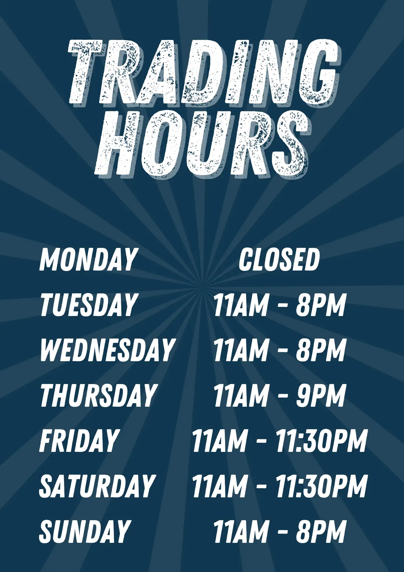The Garage Trading Hours